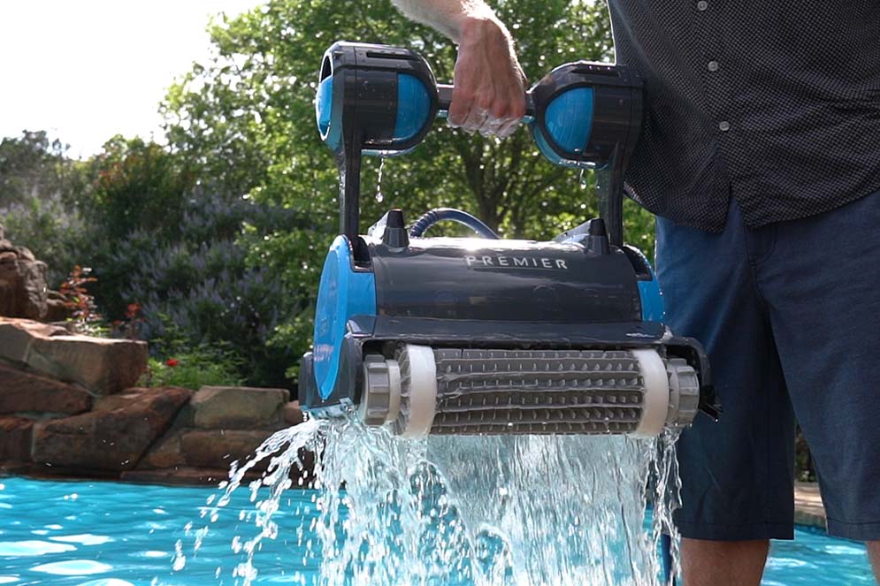 Dolphin Premier cleaning a pool